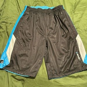 AND1 black and blue reversible basketball shorts